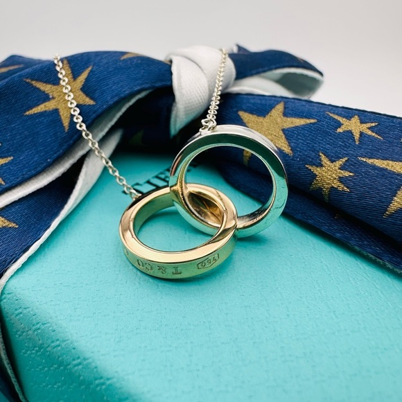 Tiffany & Co 1837 18K Rose Gold & Sterling Silver Interlocking Circles Necklace - Picture 1 of 11